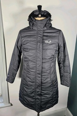 Jack Wolfskin Parka Women's UK 10 Black Microguard Stormlock Hooded Jacket 