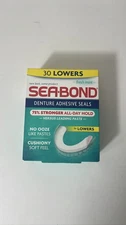 Sea-Bond Denture Adhesive Seals Lowers Fresh Mint 30 Count All-Day Hold