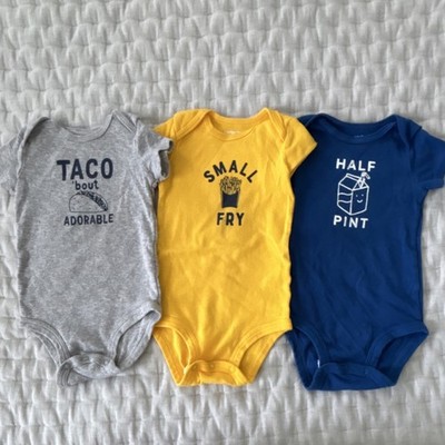 Carter's Food Theme Cotton Bodysuits 3-Pack One-Piece 6M Gray Yellow Blue