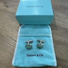 Tiffany & Co. Vintage Round Face 925 Silver Cufflinks In Original Pouch And Box