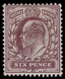 GB EDVII SG297 SPEC M33(4) 6d dull purple (F) M MINT. Cat £30.