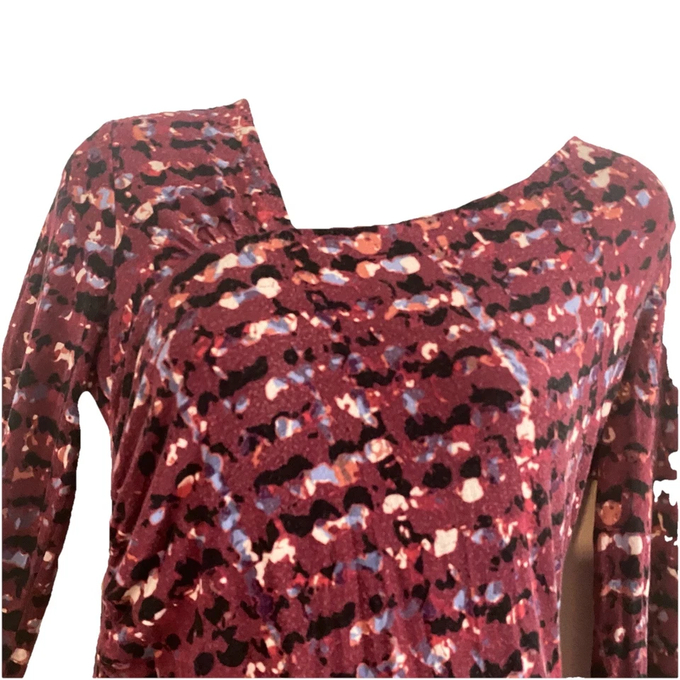 ♡ Daisy Fuentes Women Medium Wine Y2K Long Sleeve V-Neck Blouse Top FairyGrunge - Image 3 of 4