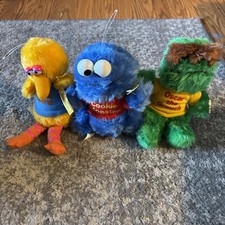 Sesame Street Plush Lot of 3 Big Bird Cookie Monster Oscar the Grouch 9 Tags