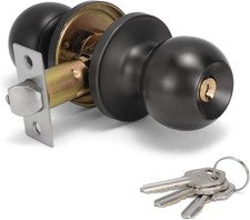 1-10xRound Door Knobs with Keys Lock Handle Lever Entry Privacy Passage Internal