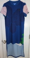 Adidas Originals Women's Sz. S/M FLORAL ENGRAVING LONG Blue DRESS Hi Low