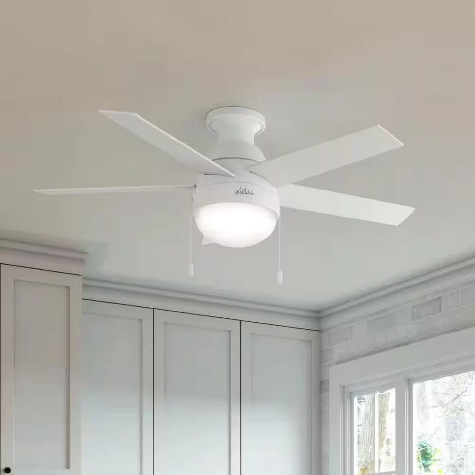 Anslee 46 In. Indoor Low Profile Fresh White Ceiling Fan - Image 2 of 4