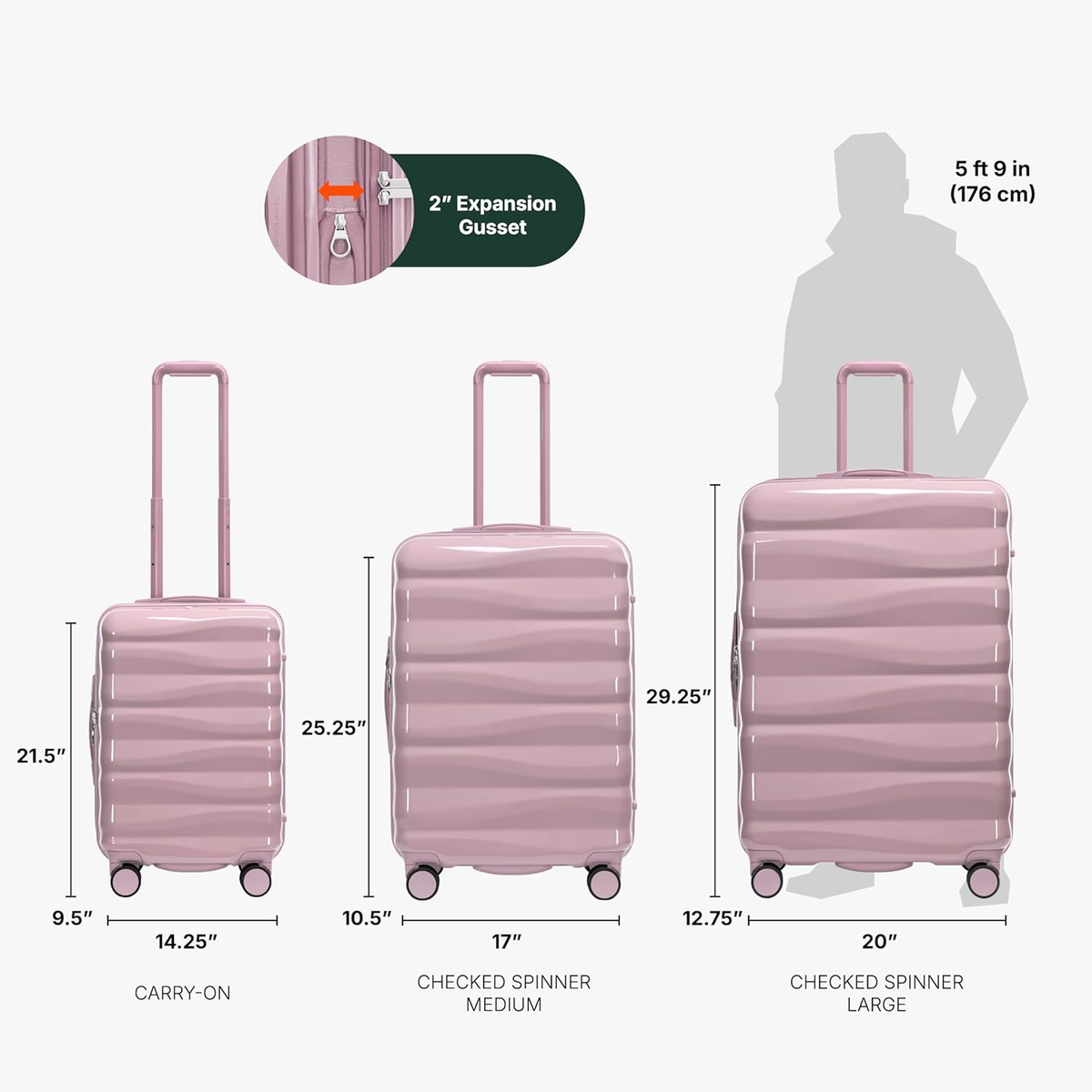 Edinburgh II Pink Hardside Luggage Set - 2 Piece Spinner with TSA