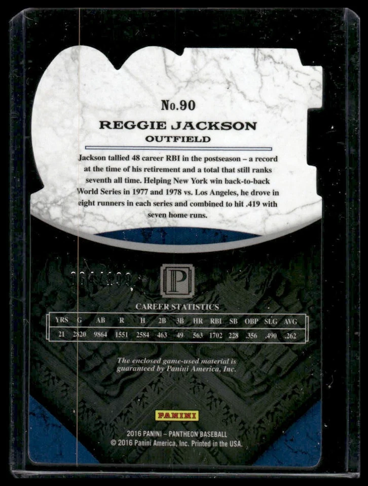 2016 Panini Pantheon #90 Reggie Jackson #/199 - Image 2 of 2