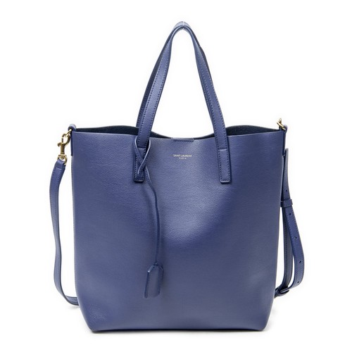 YVES Saint Laurent Shopping Tote Bag Navy Calfskin Leather AB