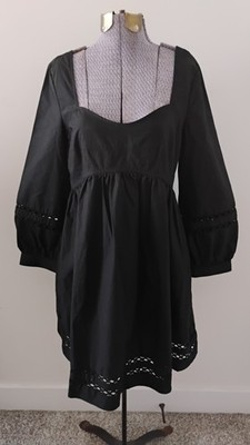 NWT Mini Baby Doll Dress Empire Waist Sz S Black Banana Republic MSRP $120 