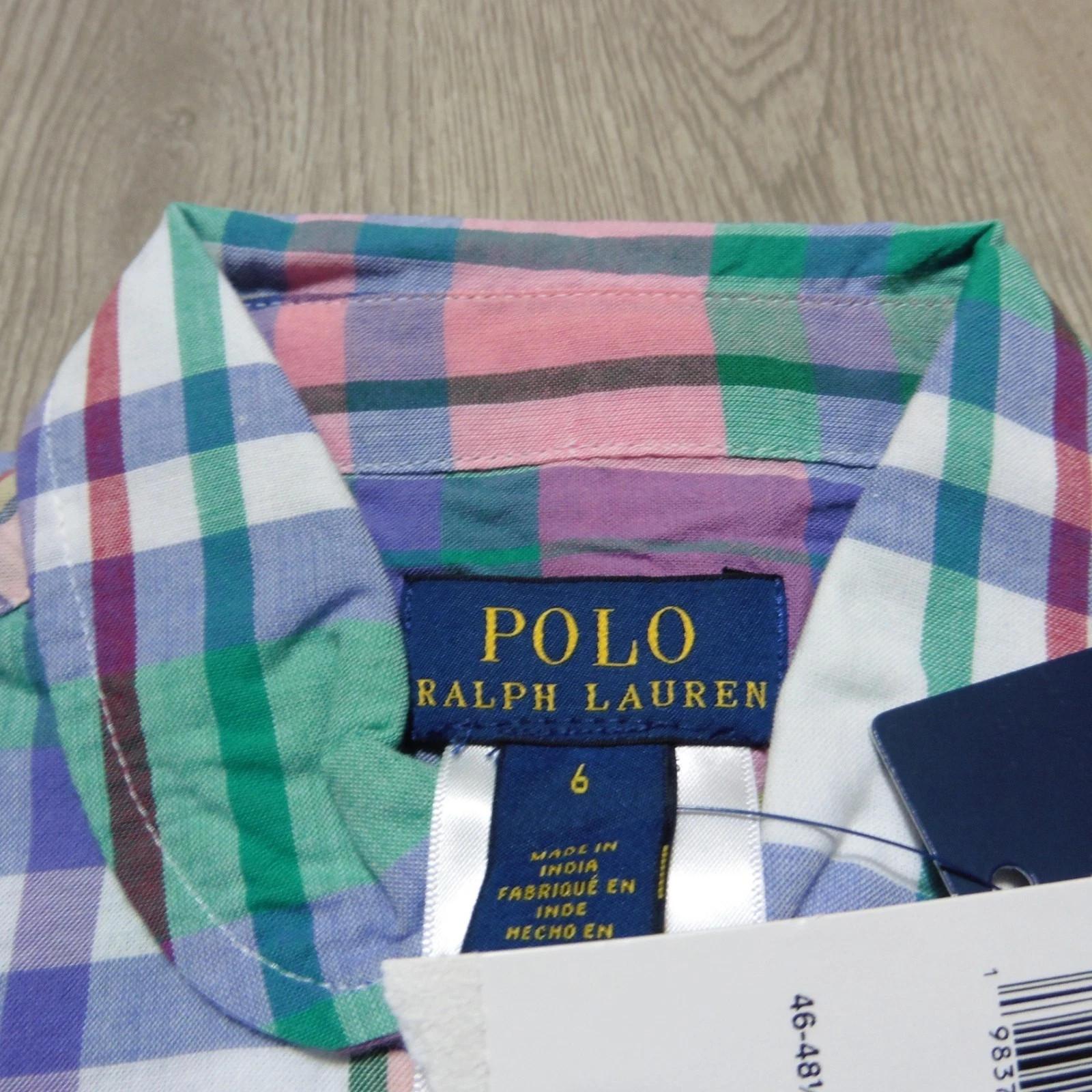 Polo Ralph Lauren Girl's 6 Cotton Madras Shirt Dress Pink Plaid SS NWT thumbnail 3