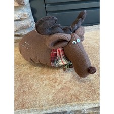 Handmade Fabric Moose Pincushion Sharps Holder Sewing Crafting Holiday Decor
