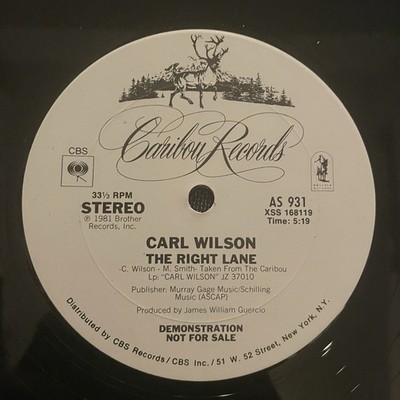 CARL WILSON - THE RIGHT LANE / HOLD ME, CARIBOU, 12 '', PROMO, SINGLE, 1981, NM !