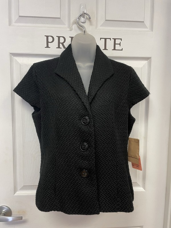 NWT Coldwater Creek Modern S/S Pebbled Boucle Jkt 12 Black