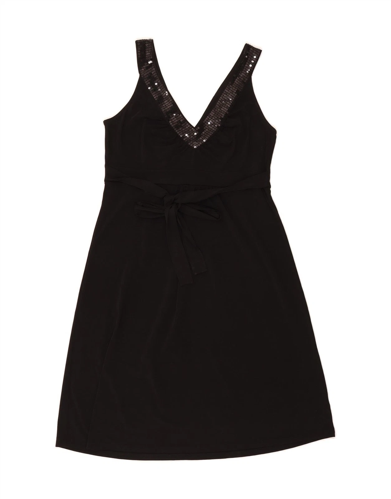 Abito donna MICHAEL KORS senza maniche linea A UK 16 grande nero poliestere BJ06