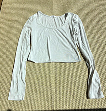 MANGO Women s White Long Sleeve Solid Bodysuit Mild Compression Size S 1 Pack