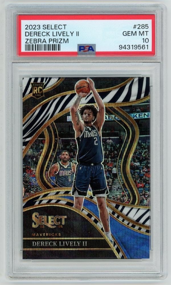 Dereck Lively II  2023-24 Panini Select #285 Zebra Prizm PSA 10 RC