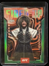 2025 Topps Chrome Ufc Fired Up Merab Dvalishvili Green Refractor 54/99