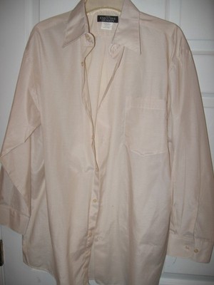 Haband Executive Division Dress Shirt Men's 16.5 Off White w/ Light Stripes
