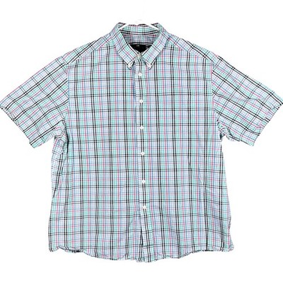 Marks & Spencer Blue Harbour Men's Plaid Short Sleeve Button Down Shirt XXL