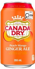 12 Cans of Canada Dry Peach Mango Ginger Ale Soft Drink 12 fl oz Each