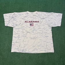 Vintage Alabama AOP USA Road Map Size XL Single Stitch 90s Made In USA
