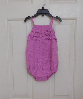 NWT Posh Peanut Purple Eyelet Ruffled Bubble Romper sz 18-24 Months or 2t