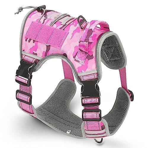 Pink camo top dog harness