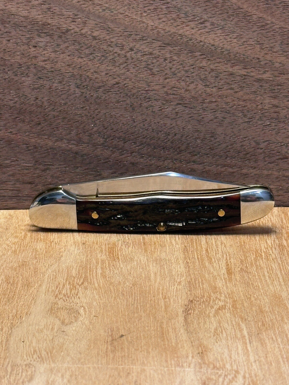 QUEEN TOOL STEEL 41 COPPERHEAD KNIFE, PH D2 AMBER STAG/BONE eBay