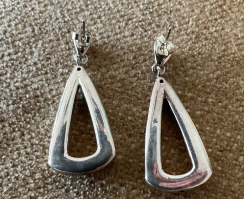 925 Silver stud triangle Earrings  Dangle Drop 1 … - image 2