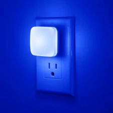 Blue Night Lights Plug into Wall Nightlights With Light Sensor Dusk to Dawn 