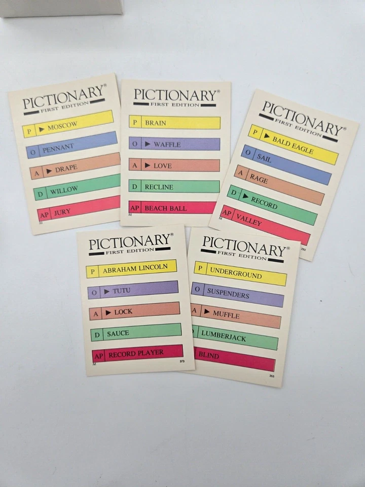 Vintage Pictionary Board Game 1985 First Edition Replacement Pieces Cards & Dice - Image 2 of 4
