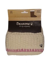 NWT BEARPAW Women's Accessories Knit Cuff Boot Topper Ivory With Magenta pair