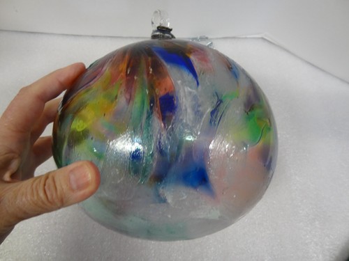 Orbe de vidrio artístico grande soplado a mano de colección 8" bola atrapasol arte adorno - Imagen 9 de 15
