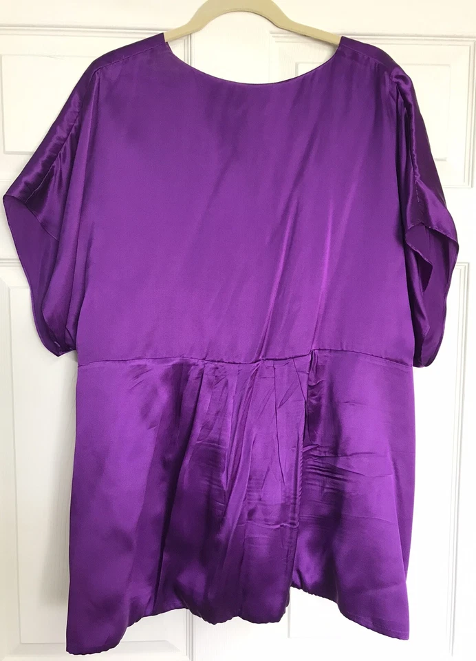 Lane Bryant ICON Purple 100% Silk V Neck Empire Blouse Size 22 Gorgeous! 💜 EUC - Image 2 of 4