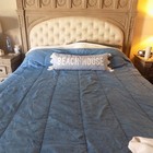 VTG Ralph Lauren BLUE Denim Chambray Flag Comforter KING 104"x90" NICE