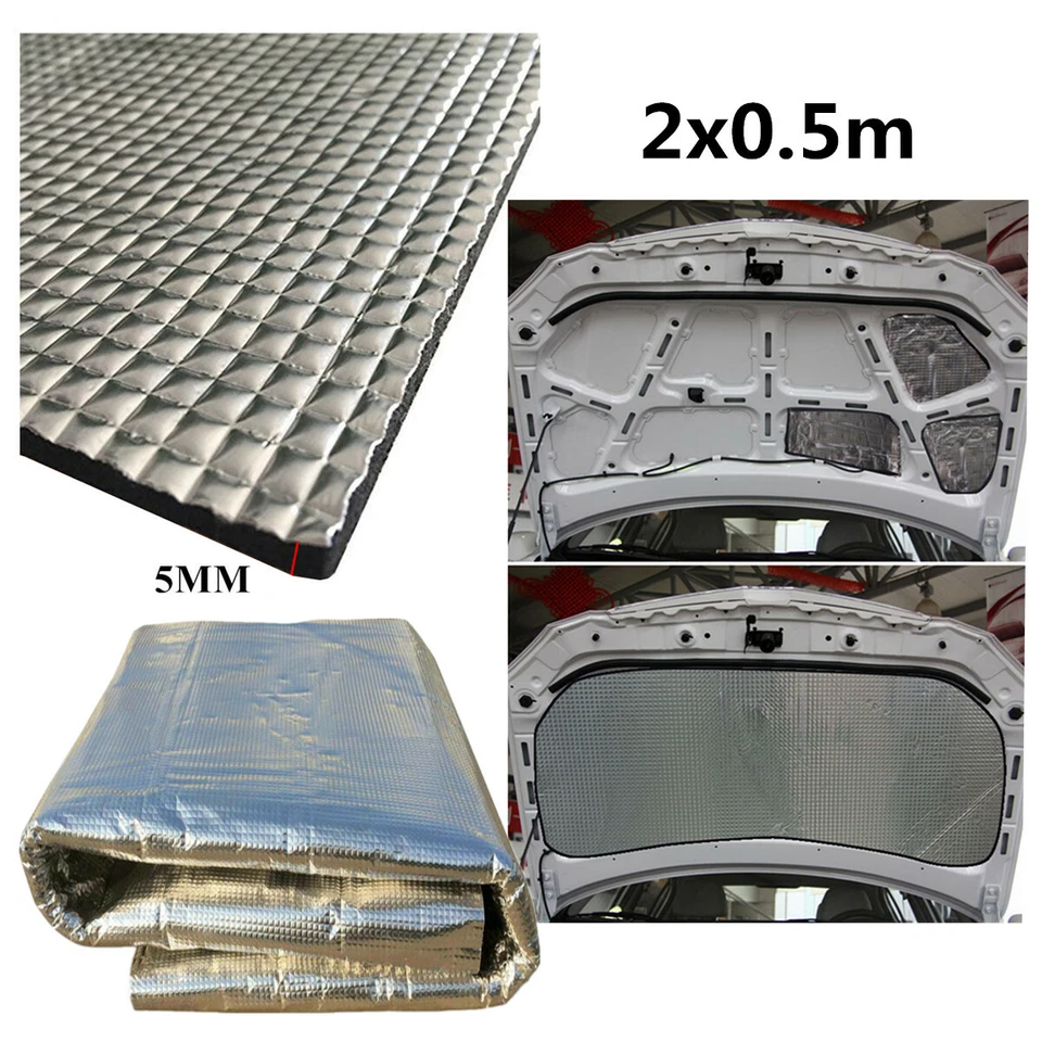 Insulation Thermal Sound Deadener Cotton Mat For Car Body Engine Hood 2x0.5mx5mm - Image 4 of 4