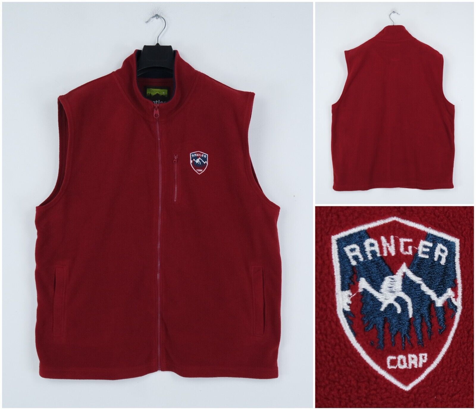 Mens Fleece Gilet 2XL Size Red ATLAS FOR MEN Hiking Outdoor Zip Up Vest