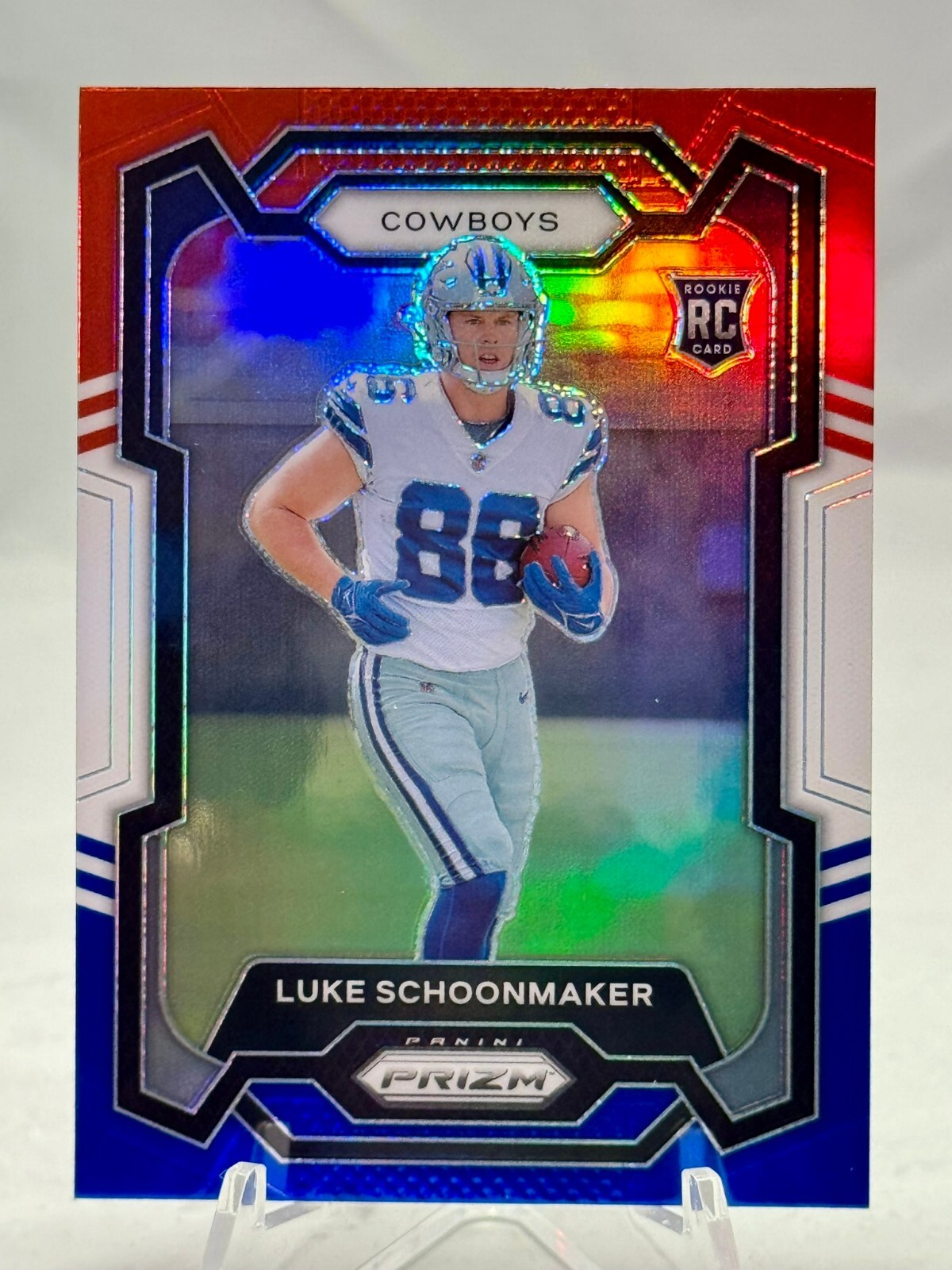 Luke Schoonmaker 2023 Prizm Football RED WHITE BLUE Prizm RC #325 Dallas Cowboys