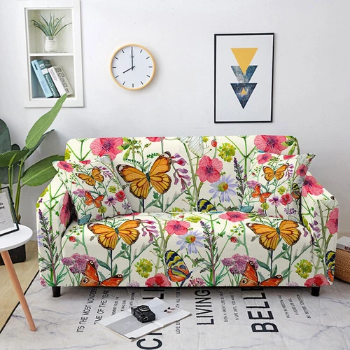 Stretch Blumen Sofabezug Wohnzimmer Blumen Schonbezug Couchbezüge 1-4 Sitzer - Bild 15 von 32