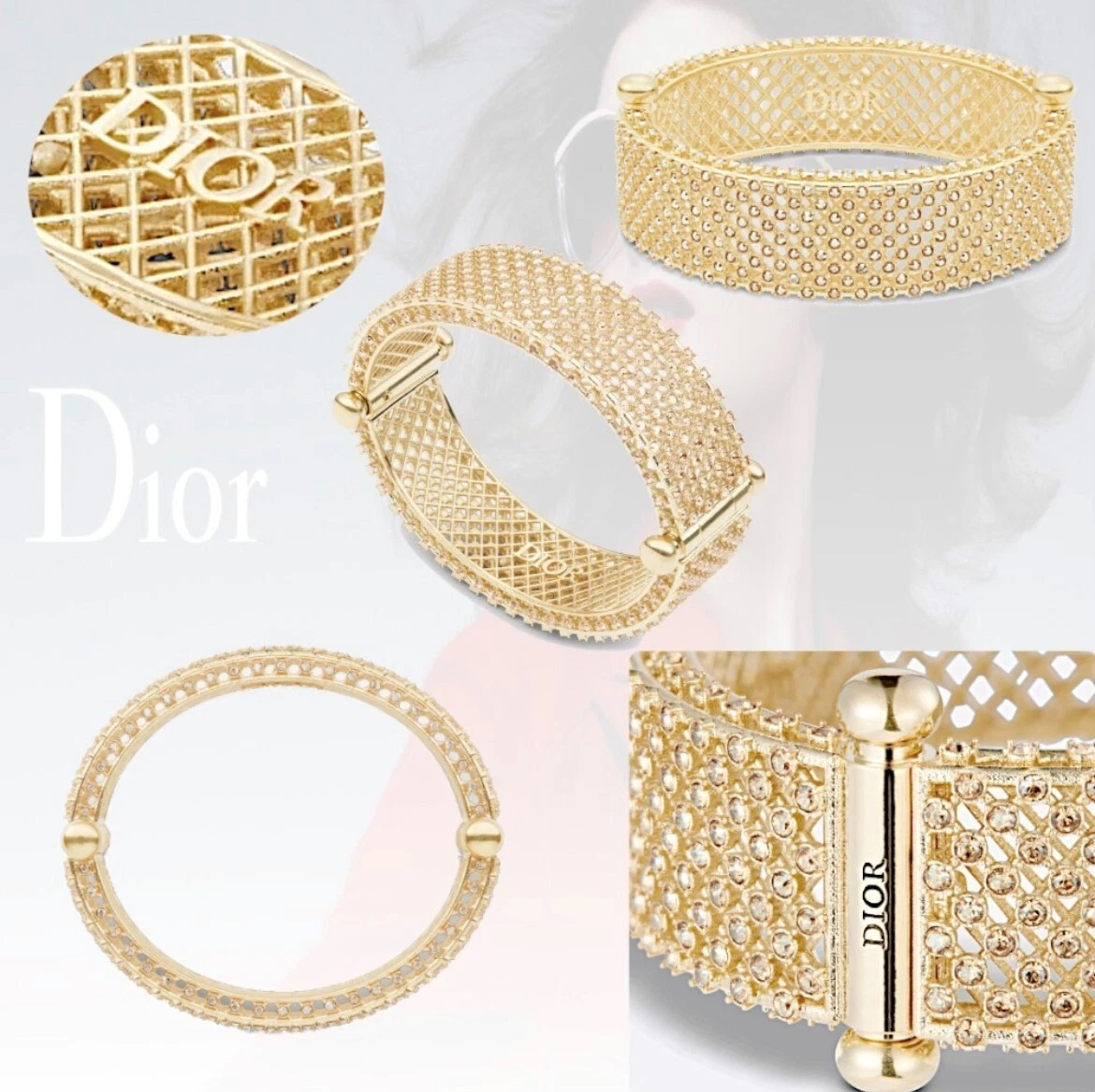 + BRACELET DIOR NEUF D RENAISSANCE VICTOIRE DE CASTELLANE CRISTAL DORÉ XS S