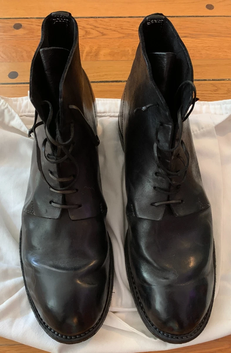 GUIDI CLASSIC HORSE LEATHER LACE UP ANKLE BOOTS EXTREMELY RARE SIZE 43 DARKLANDS