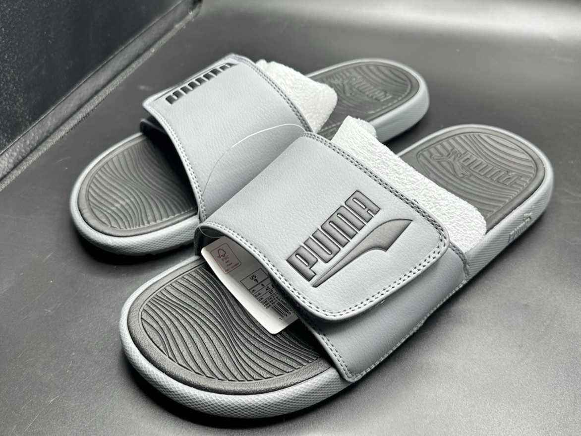 Men Slide Sandals Puma Cool Cat 2.0 Size 9 Grey Black 390961 04 New