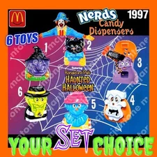SET 6 McDonald's 1997 HAUNTED HALLOWEEN Costume CANDY Container Nerds HOLDER Toy