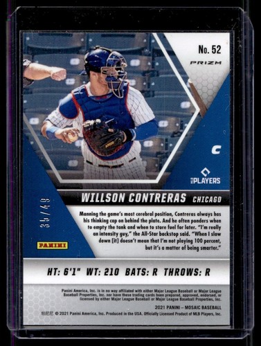 2021 Panini Mosaic Purple Willson Contreras /49 #52 - Picture 2 of 2
