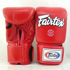 FAIRTEX MUAY THAI KICK BOXING GLOVES TGO3 RED COLOR OPEN THUMB MMA BAG GLOVE