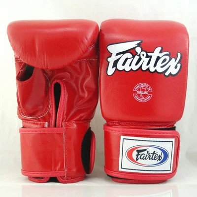 FAIRTEX MUAY THAI KICK BOXING GLOVES TGO3 RED COLOR OPEN THUMB MMA BAG GLOVE