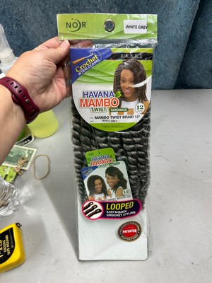 Janet Collection Synthetic Braiding Hair Havana Mambo Twist 12'' Color White Grey