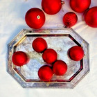 Lot 17 Assorted Red Xmas Ornaments Smooth Matte Shiny Indent Tree Holiday Wreath — photo 10