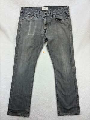 Simon Spurr Jeans Men s 34 Gray Straight Leg Made in USA Distressed Hem Denim